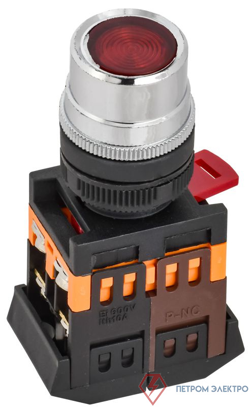 Кнопка ABLF-22 d22мм 1НО+1НЗ 240В неон красн. GENERICA BBT10-ABLF-K04