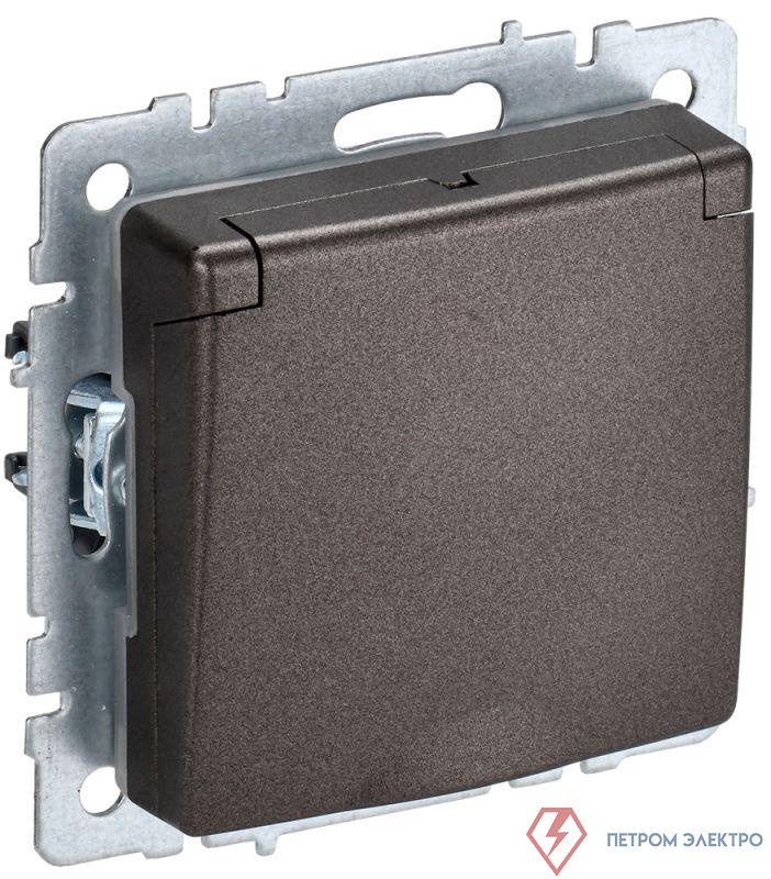 Розетка BRITE РСбш10-3-БрТБ 16А IP20 с заземл. защ. шторки с крышкой механизм бронза IEK BR-R16-16-K45