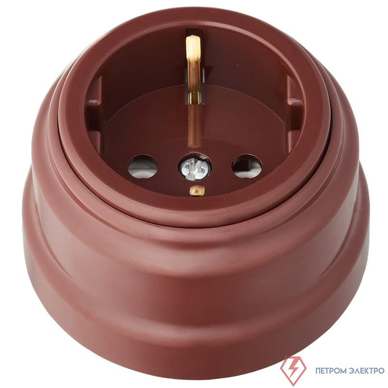 Розетка 1-м ОП РЕТРО 16А с заземл. Bylectrica РА16-0202 коричневый