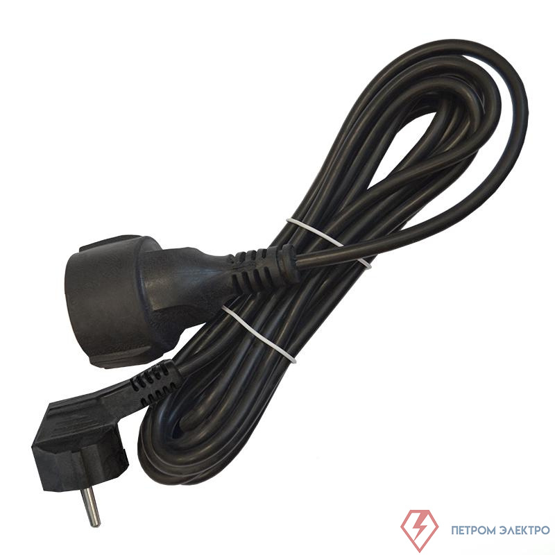 Удлинитель-шнур 1х5м с заземл. 16А IP20 ПВС 3х1 черн. DOMTOK 2359
