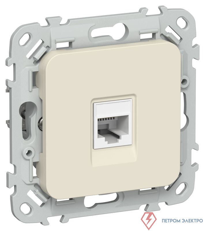 Розетка компьютерная СП FLITE РК5е-1-0-ФлСл RJ45 кат.5E UTP механизм сливочный IEK FI-K12-1-K86