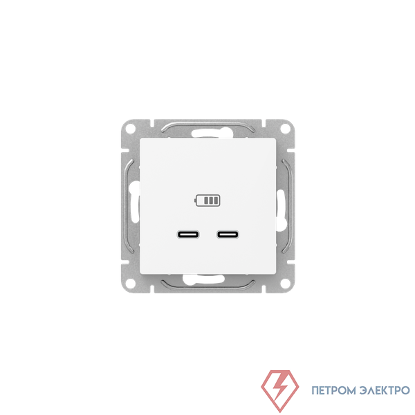 Розетка 2-м СП Эпика USB-C механизм бел. EKF UP1-SOW-2USBC
