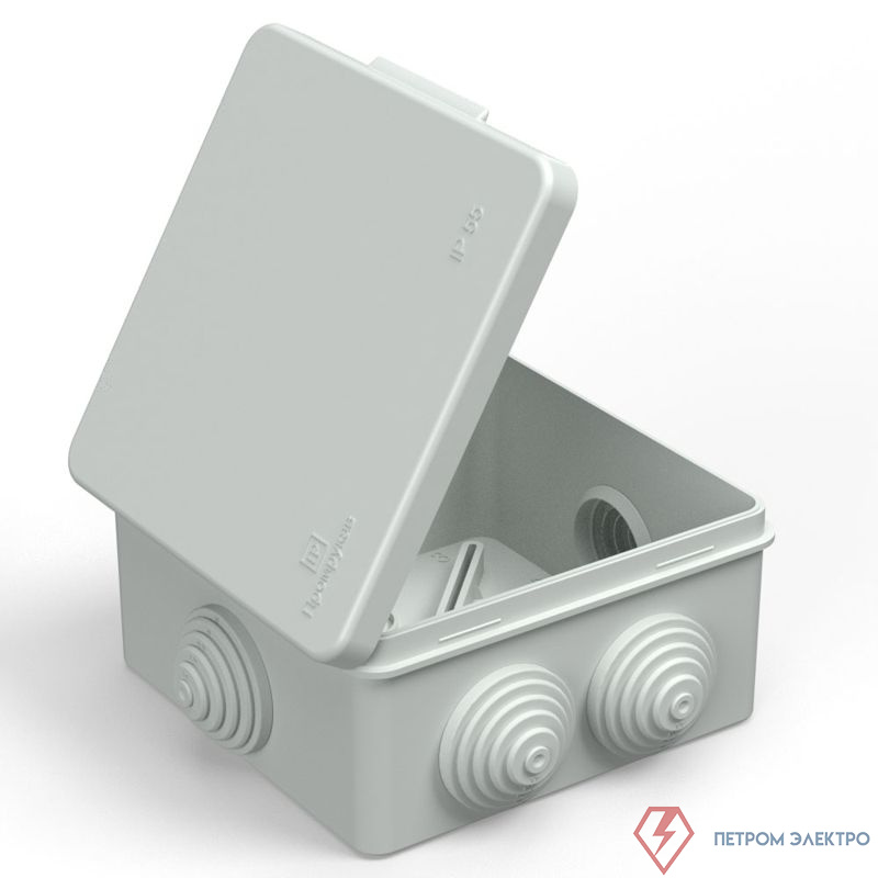 Коробка распределительная ОП 100х100х50мм безгалоген. (HF) для прямого монтажа сер. Промрукав 40-0302