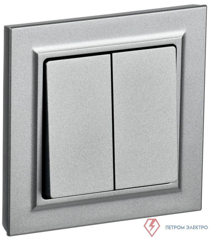 Выключатель 2-кл. СП BRITE ВСР10-2-0-БрА 10А в сборе алюм. IEK BR-V20-0-10-K47-F