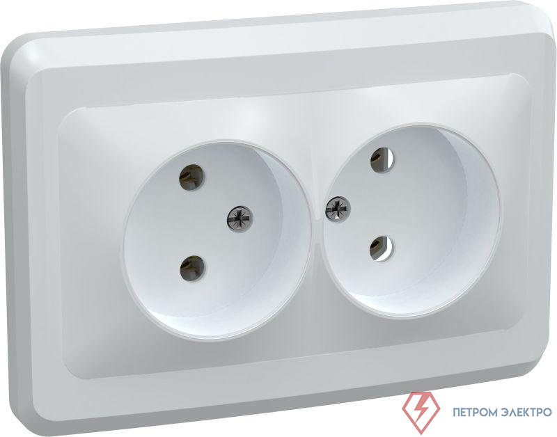 Розетка 2-м СП Вега РС12-2-ВБ без заземл. контакта без защ. штор 10А бел. GENERICA ERV20-K01-10-DM