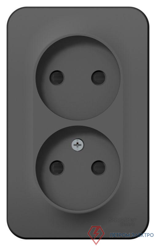 Розетка 2-м ОП Blanca 16А IP20 250В без заземл. защ. шторки с изолир. пластиной антрацит SE BLNRA001216