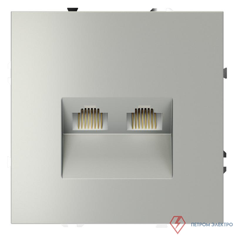 Розетка компьютерная 2-м СП S70 RJ45 + RJ45 кат.6 механизм сталь Voltum VLS060205