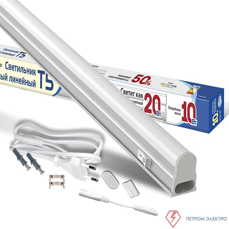 Светильник светодиодный ILED-СПБТ5-900-10-900-220-4-IP40 10Вт 4000К IP40 900лм 230В 900мм Т5 линейный IONICH 1569