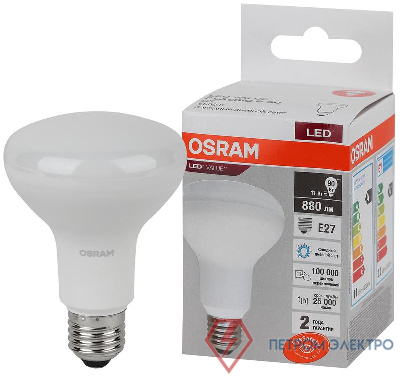 Лампа светодиодная LED Value LV R80 90 11SW/865 11Вт рефлектор матовая E27 230В 10х1 RU OSRAM 4058075582750 0