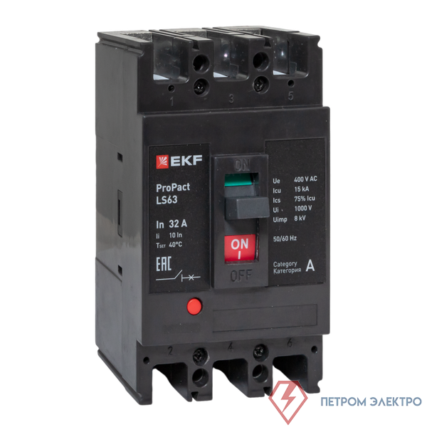 Выключатель автоматический 3п 32А 15кА LS63 ProPact EKF mccb-63-15-3-32-ls