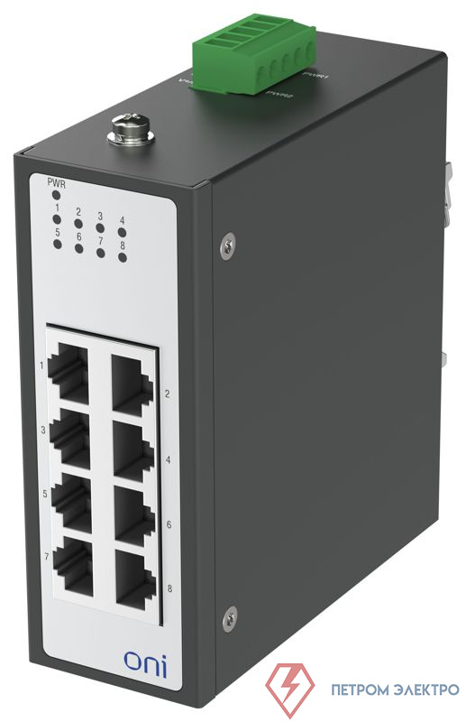 Коммутатор промышленный неуправляемый ISU-430 Ethernet 8 портов 10/100BaseT разъем RJ45 24В AC/12/24/48В DC с резервированием ONI ISU-430-8FE0000000000