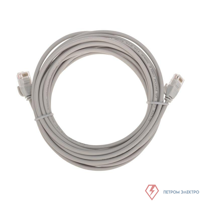 Патч-корд U/UTP CAT 6A (10G) RJ45-RJ45 28AWG LSZH сер. 5м Rexant 02-0380-5