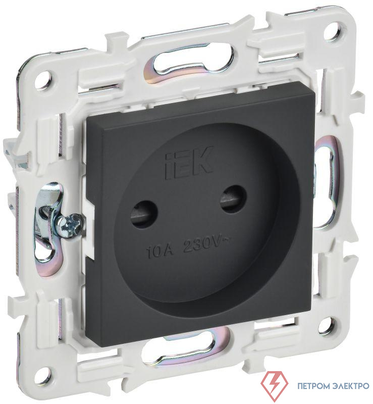 Розетка SKANDY 10А без заземл. защ. штроки SK-R01G графит IEK SK-R13-10-K53