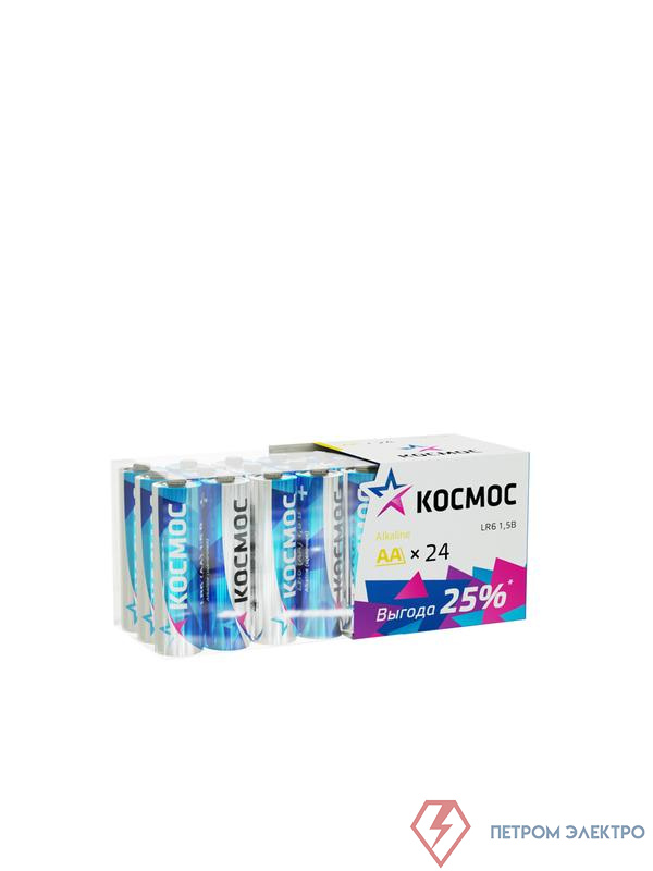 Элемент питания алкалиновый AA/LR6 пластик. бокс (уп.24шт) КОСМОС KOCLR6_24BOX