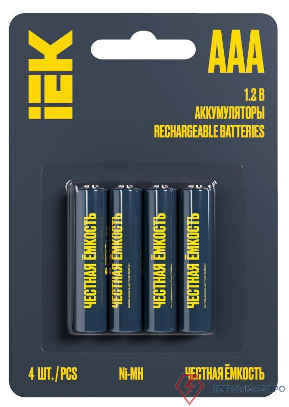 Аккумулятор GREEN Ni-MH AAA 1100мАч (блист.4шт) IEK AAK-NIMH-03-1100-L04