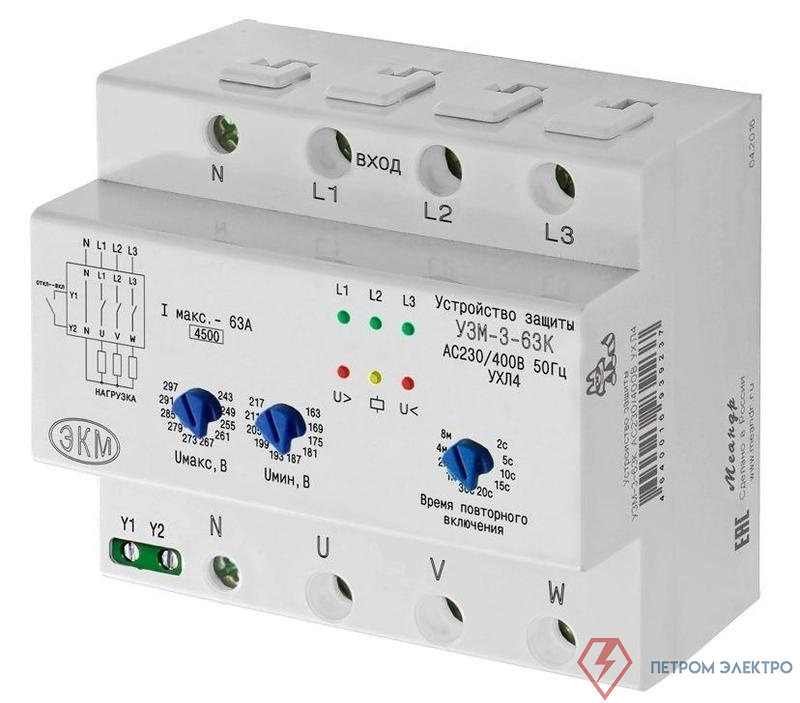 Реле УЗМ-3-63К 230В AC/400В AC УХЛ4 многофункц. Меандр A8302-16939237