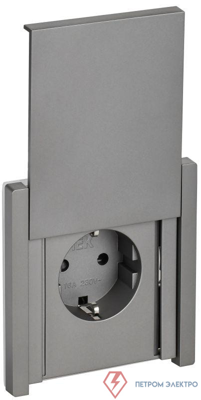 Розетка СП FORTE&PIANO16А IP44 FP519 с заземл. защ. шторки с крышкой безвинт. крепл. сталь IEK FP-R16-16-1-44-K46