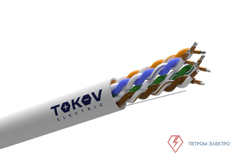 Кабель витая пара U/UTP 4х2х24 AWG кат.5E CCA PVC indoor Fluke tested 305м (м) TOKOV ELECTRIC TKL-C06-U42CCA-5E-305-PVC