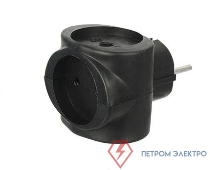 Разветвитель сетевой (тройник) Si 1/3-Bl 6А куб черн. Volsten 13917