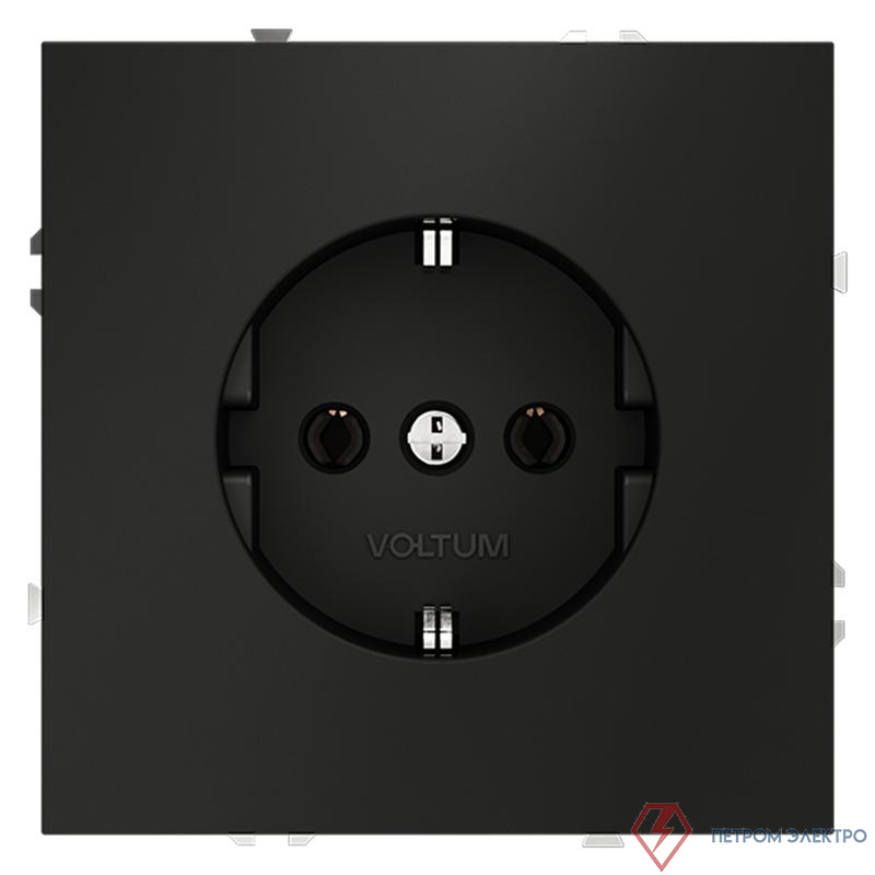 Розетка 1-м СП S70 16А с заземл. механизм черн. матов. Voltum VLS040108