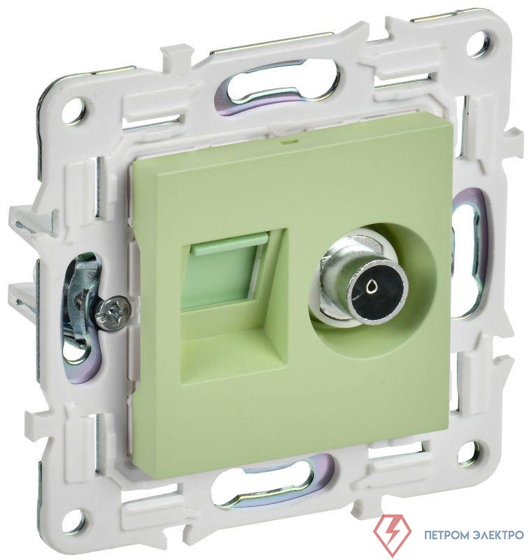 Розетка двойная TV+RJ45 кат.5E SKANDY SK-A14G мятный IEK SK-AK20-1-K06