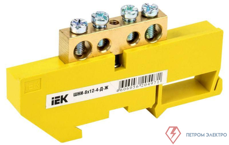 Шина PE "земля" на DIN-изол. ШНИ-8х12-4-Д-Ж IEK YNN10-812-4D-K05