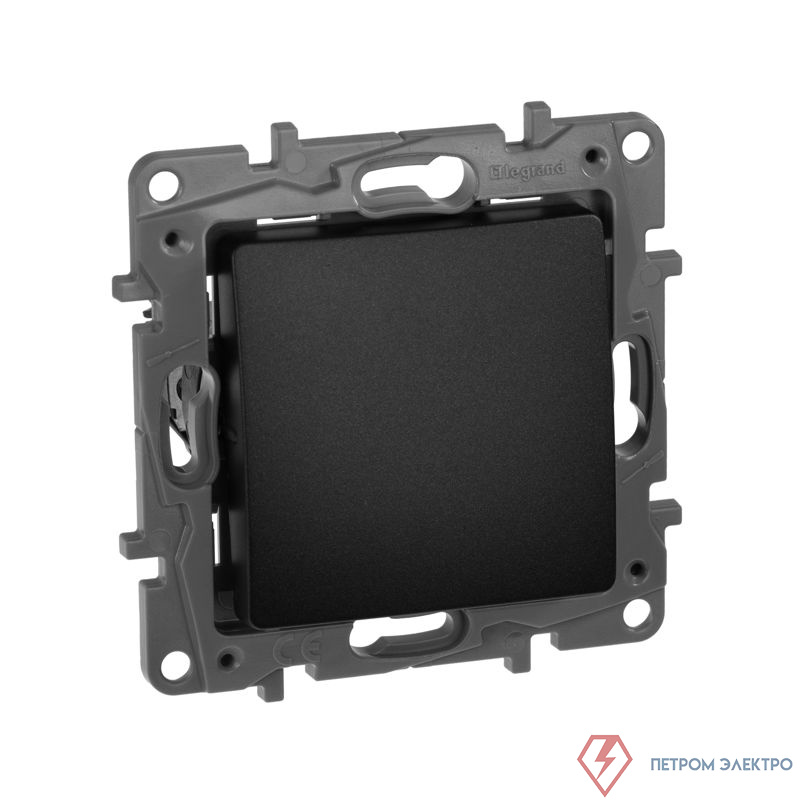 Механизм кнопки 1-кл. СП Etika Plus 6А с НО/НЗ контактом безвинт. зажимы антрацит IEK 672614