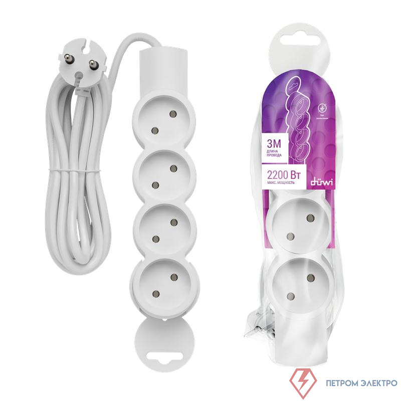 Удлинитель 4х3м без заземл. ПВС 2х0.75 REV 32010 6