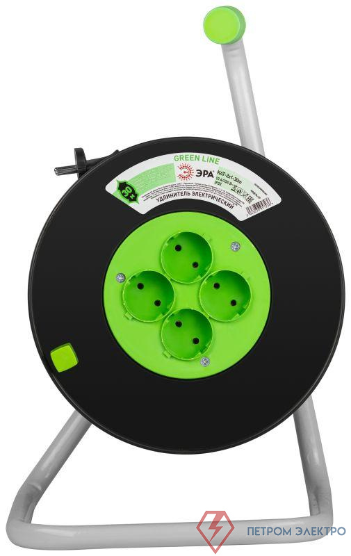 Удлинитель на пластик. катушке 4х30м без заземл. KAT-2x1-30m Greenline ПВС 2х1 Эра Б0065105