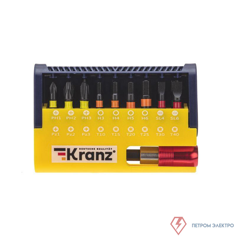 Набор бит с магнитным держателем пластиковый кейс 19 шт Kranz KR-92-0465
