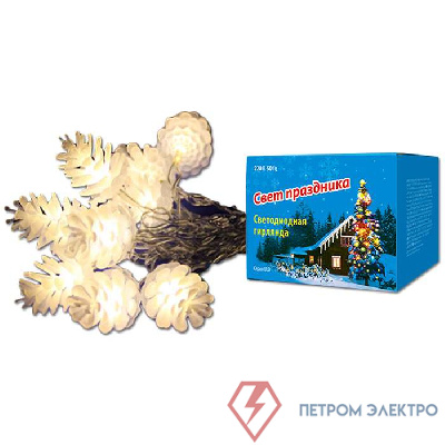 Гирлянда светодиодная «Шишки» ULD-S0280-020/DTA WARM WHITE IP20 PINE CONES 20LED (дл.2.8м) Uniel 9582