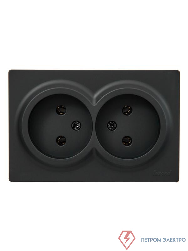 Розетка 2-м ОП LETO без заземл. закрытый корпус ПБТ черн. бархат LEZARD 752-4200-128B