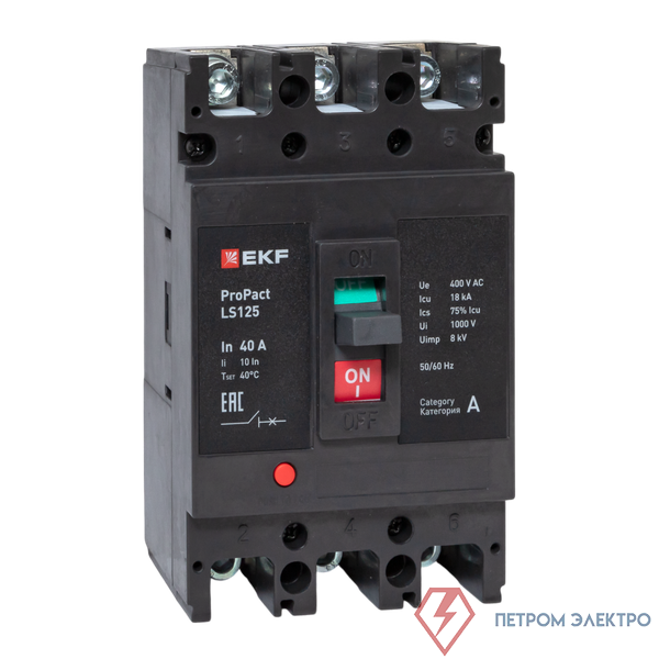 Выключатель автоматический 3п 40А 18кА LS125 ProPact EKF mccb-125-18-3-40-ls