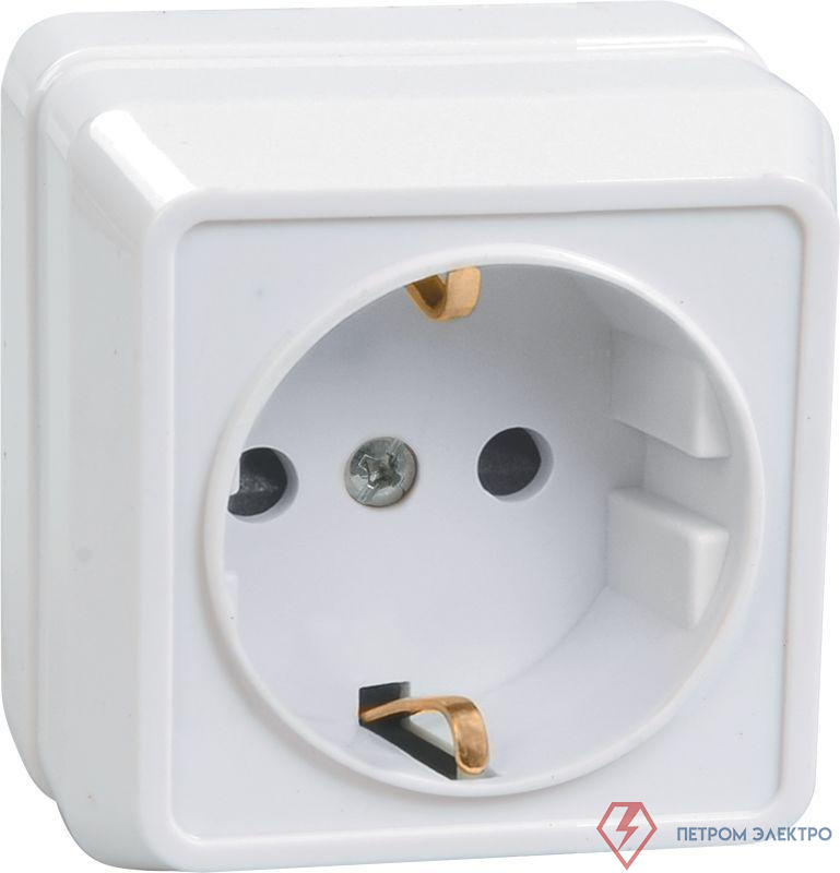 Розетка 1-м ОП Октава РС20-3-ОБ 16А IP20 с заземл. бел. GENERICA ERO11-K01-16-DC