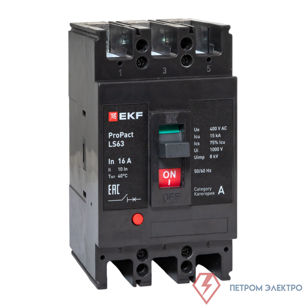 Выключатель автоматический 3п 16А 15кА LS63 ProPact EKF mccb-63-15-3-16-ls