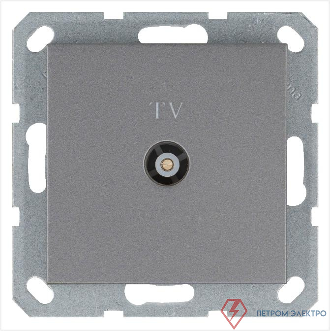 Розетка телевизионная оконечная TV Ф9.5мм механизм алюм. Jasmart G6001S