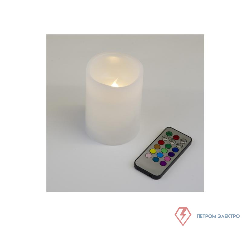 Фигура LED "Свеча" ULD-F052 RGB RC CANDLE на батарейках 2АА (не в/к). 7.5х10 см 1 светодиод. RGB свет пульт ДУ (в/к). Uniel UL-00007258