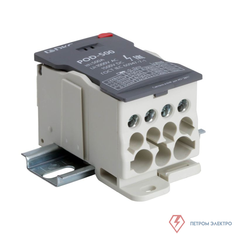 Блок распределительный винтовой зажим плоский 24х8 мм 2х35кв.мм 5х16кв.мм 4х10кв.мм DKC POD-500