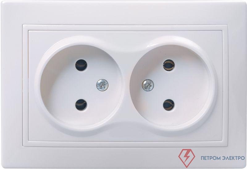 Розетка 2-м СП Кварта 10А IP20 без заземл. без защ. шторок бел. GENERICA ERK23-K01-10-DM