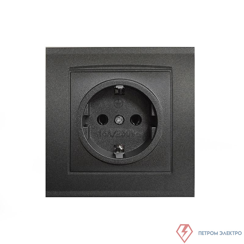 Розетка 1-м СП Бриллиант 16А IP20 с заземл. в сборе графит Universal 7947625-Gr