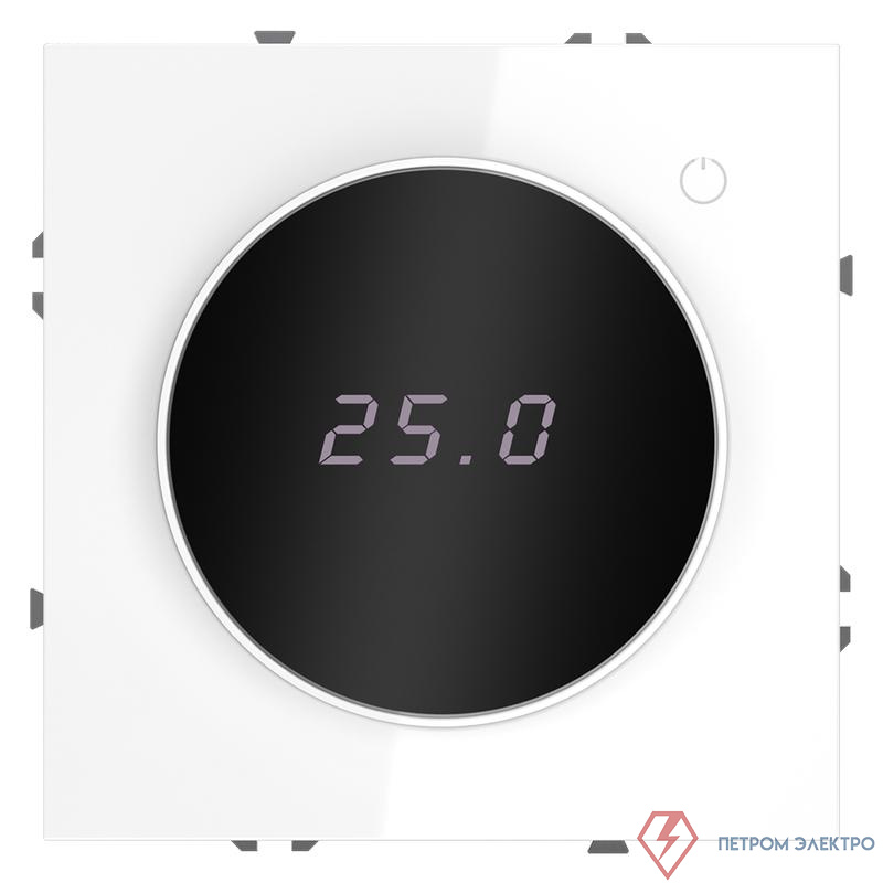 Терморегулятор электронный S70 с индикацией и датчиком для теплого пола механизм бел. глянцевый Voltum VLS070101