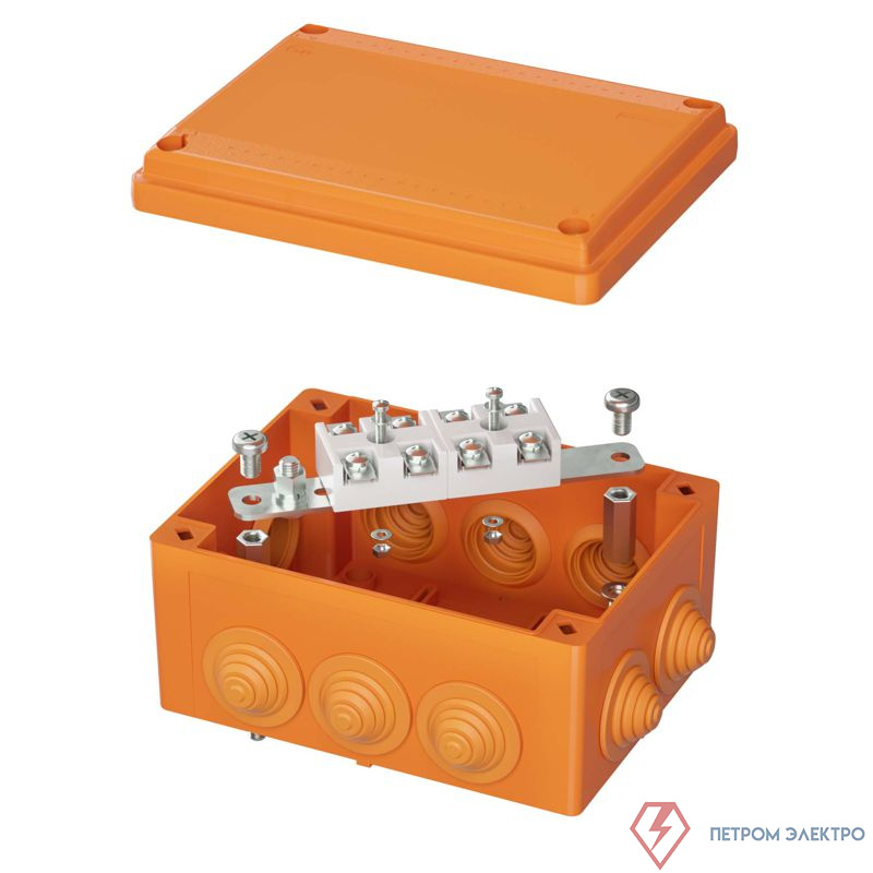 Коробка ответвительная FS 150х110х70мм IP55 4п 450В 32А 10кв.мм с кабельными вводами и клеммниками нерж. контакт пластик. DKC FSK21410