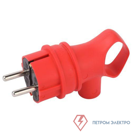 Вилка угловая VX12-R-IP44 16А IP44 с заземл. с кольцом каучук красн. Эра Б0069324
