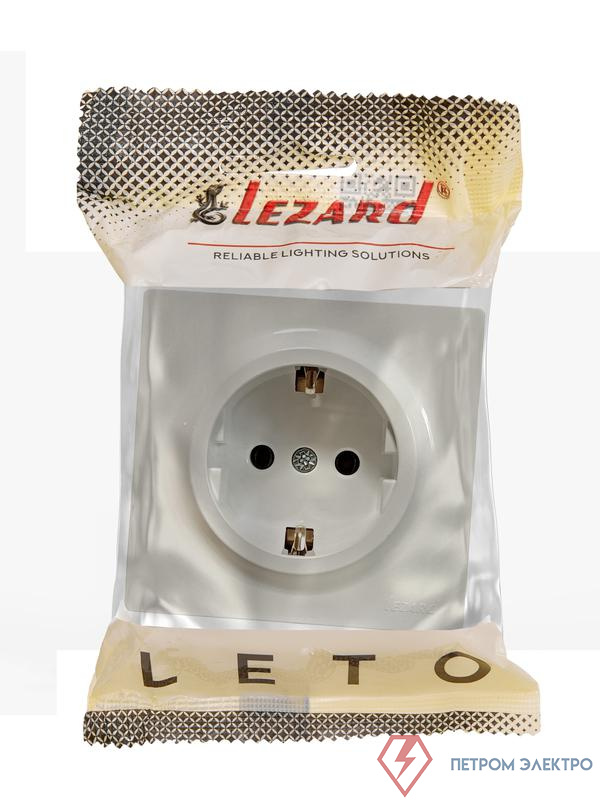 Розетка 1-м ОП LETO с заземл. ПБТ крем LEZARD 752-0300-122B