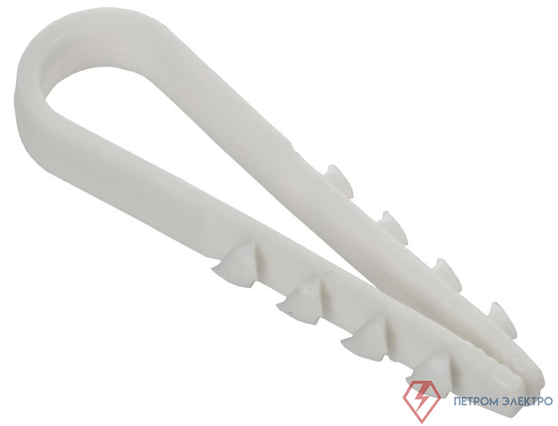 Дюбель-хомут 5х10мм для круглого кабеля нейлон бел. (уп.100шт) GENERICA UDH13-05-10-100-K01-G
