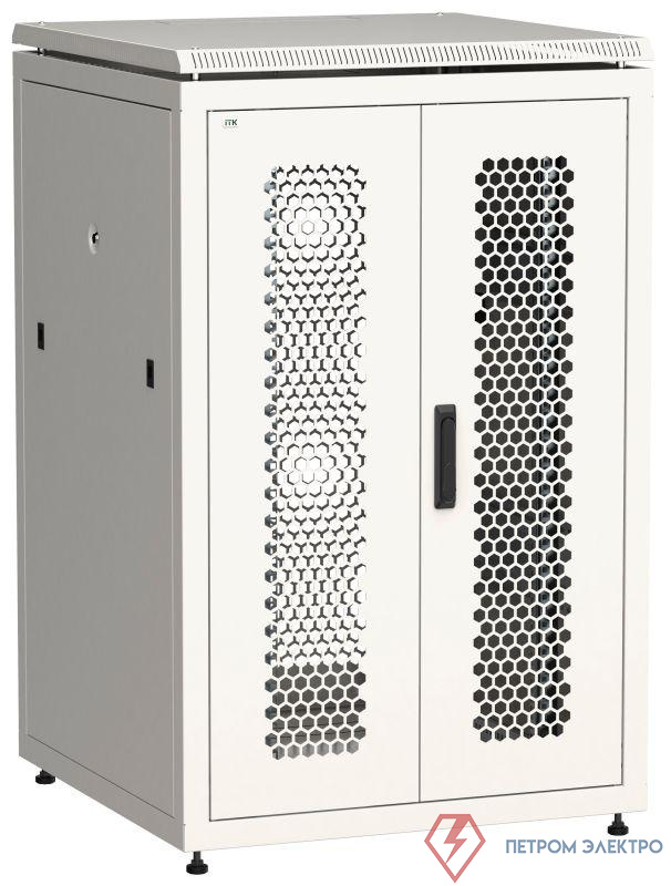 Шкаф сетевой LINEA N 24U 800х800мм распашная перф. передняя дверь задняя перф. сер ITK LN35-24U88-2PP