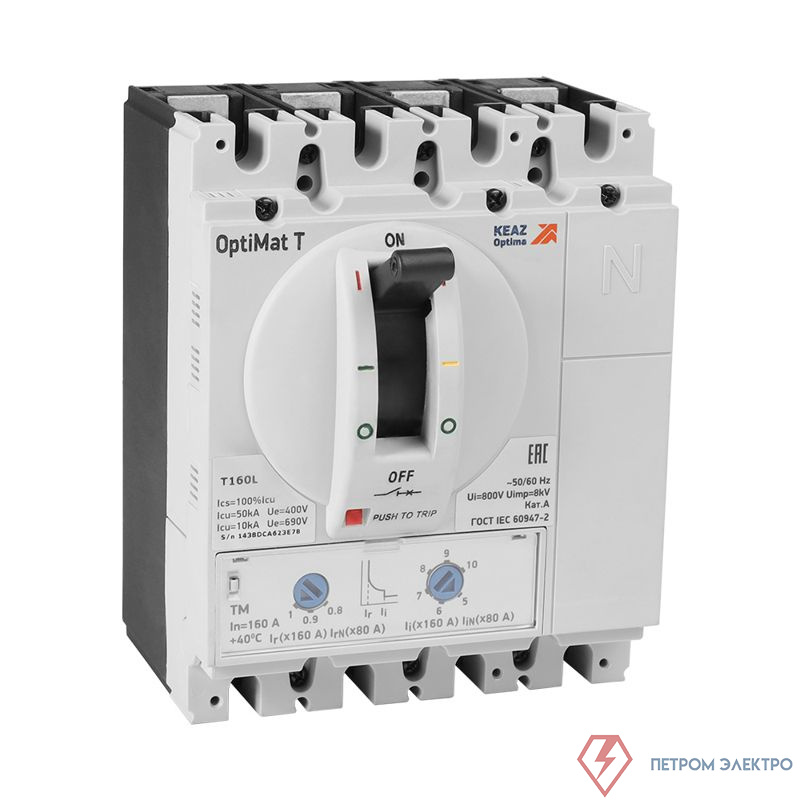 Выключатель автоматический 4п 160А OptiMat T160L TM КЭАЗ 355752