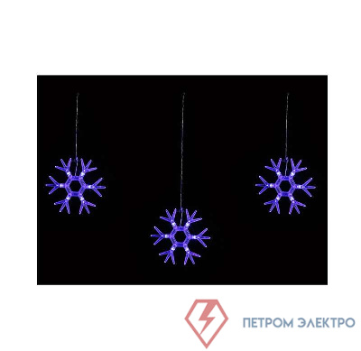 Гирлянда светодиодная &quot;Снежинки-1&quot; ULD-E1503-036/DTA BLUE IP20 SNOWFLAKES-1 1.5х3м 6 подвесов 36LED Uniel UL-00001406