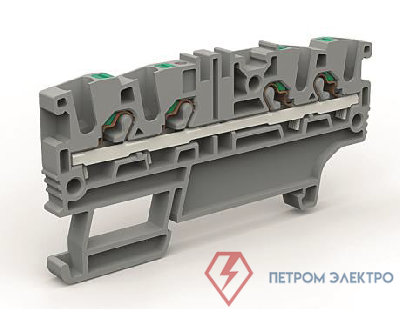 Клемма проходная 4 точки подключения на 2.5кв.мм DKC ZEFC220GR