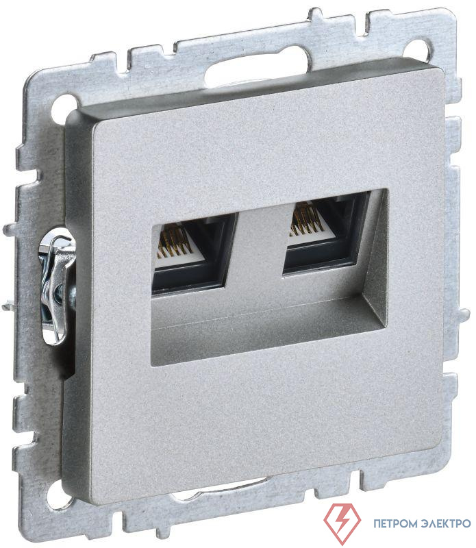 Розетка компьютерная двойная СП RJ45 кат.6 BRITE РК11-2-БрА механизм алюм. IEK BR-K20-2-K47